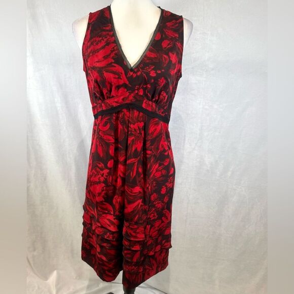 Simply Vera Wang Black and red empire waist layered ruffle dress size 6 NWOT - Picture 1 of 8